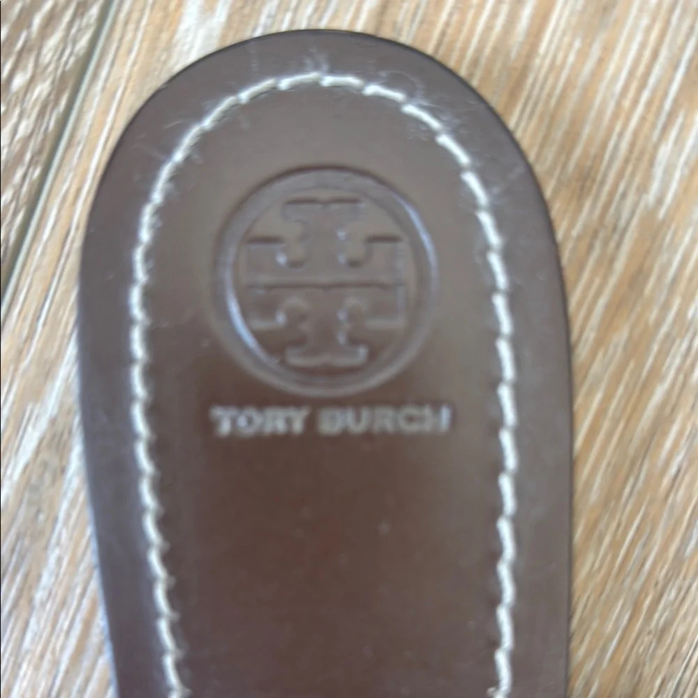 Tory Burch Silver Metallic Logo Thong Sandals